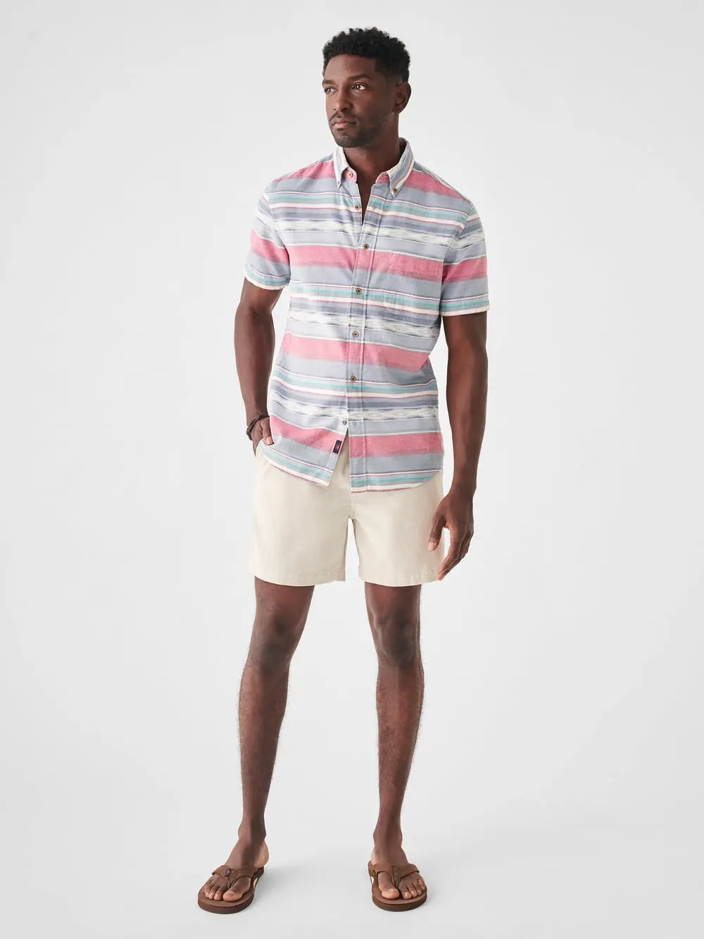 Faherty Short-Sleeve Coast Shirt In Western Wave Ikat 3