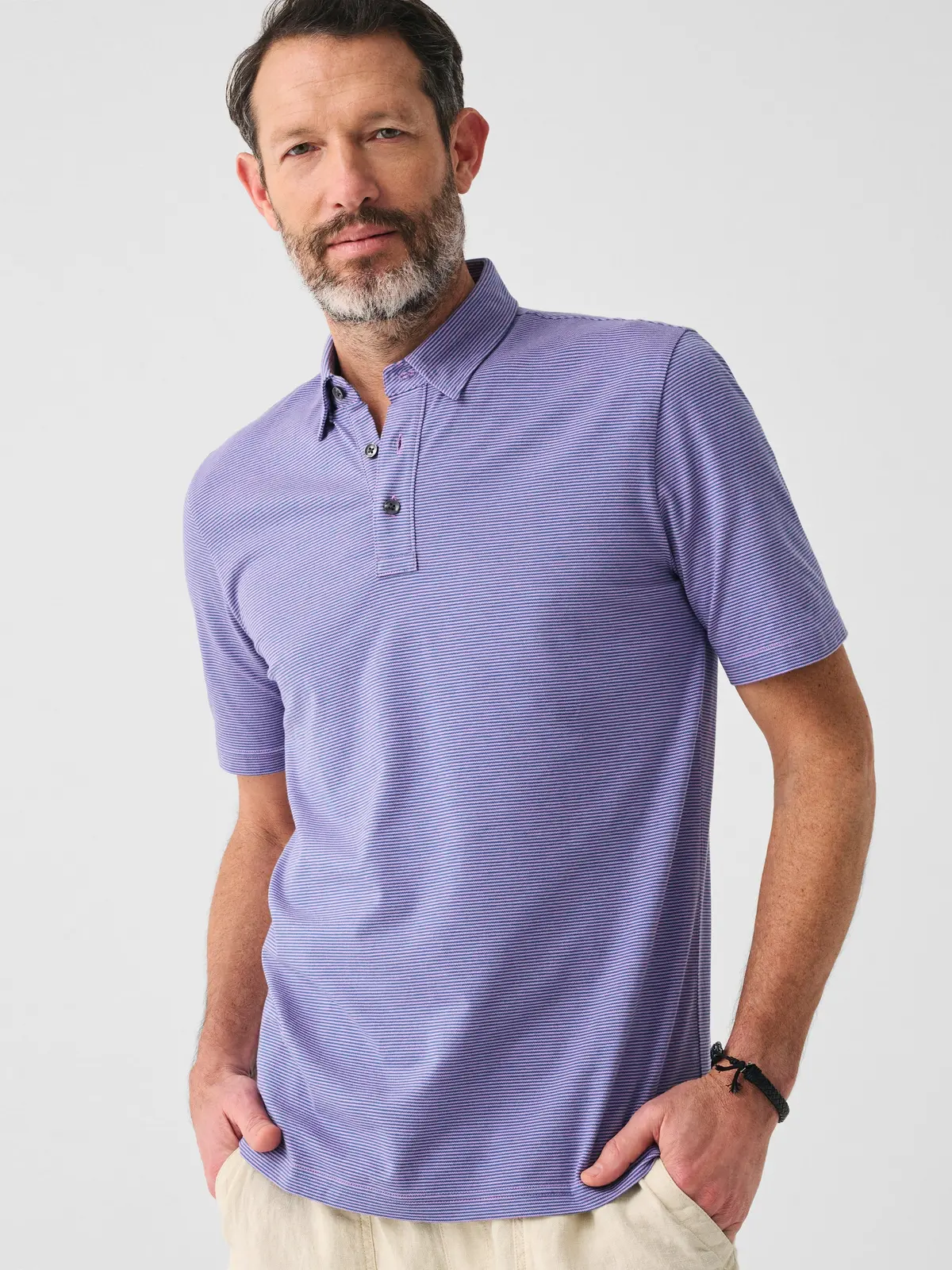 Faherty Short-Sleeve Movement™ Pique Polo In Island Violet Feeder 1
