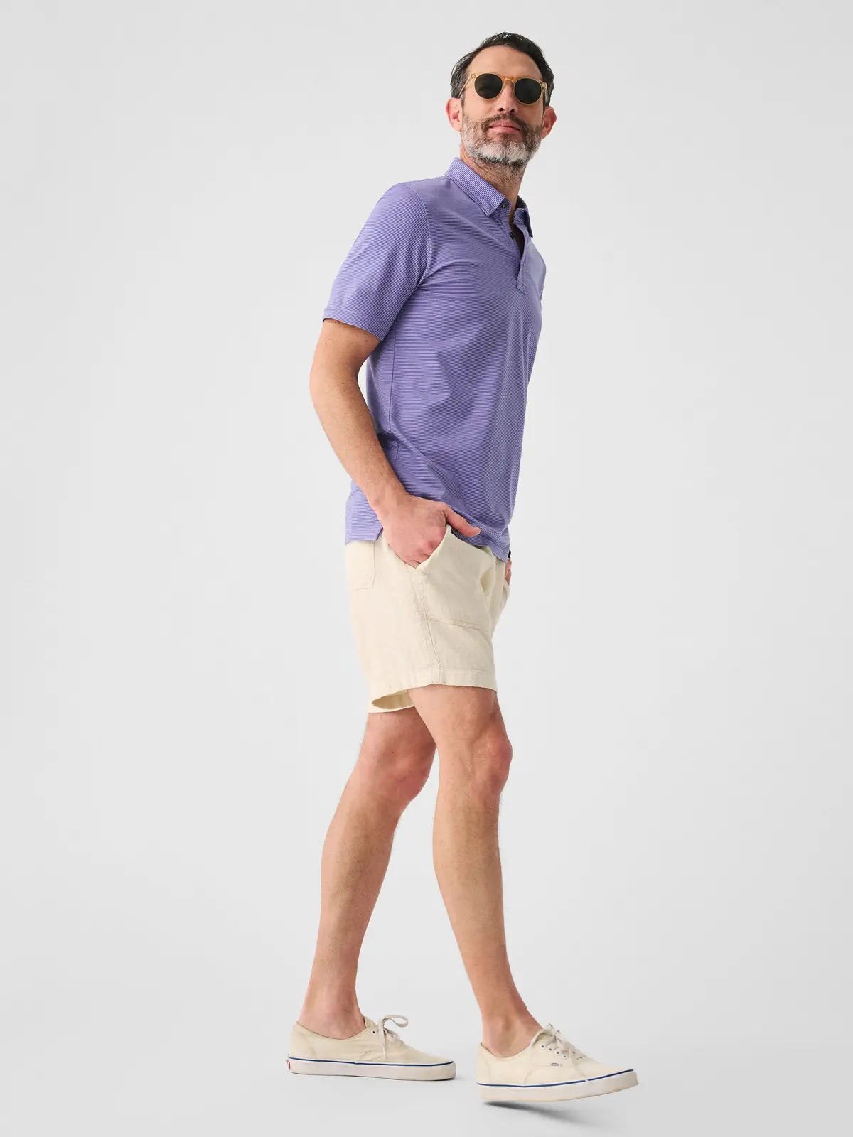 Faherty Short-Sleeve Movement™ Pique Polo In Island Violet Feeder 3