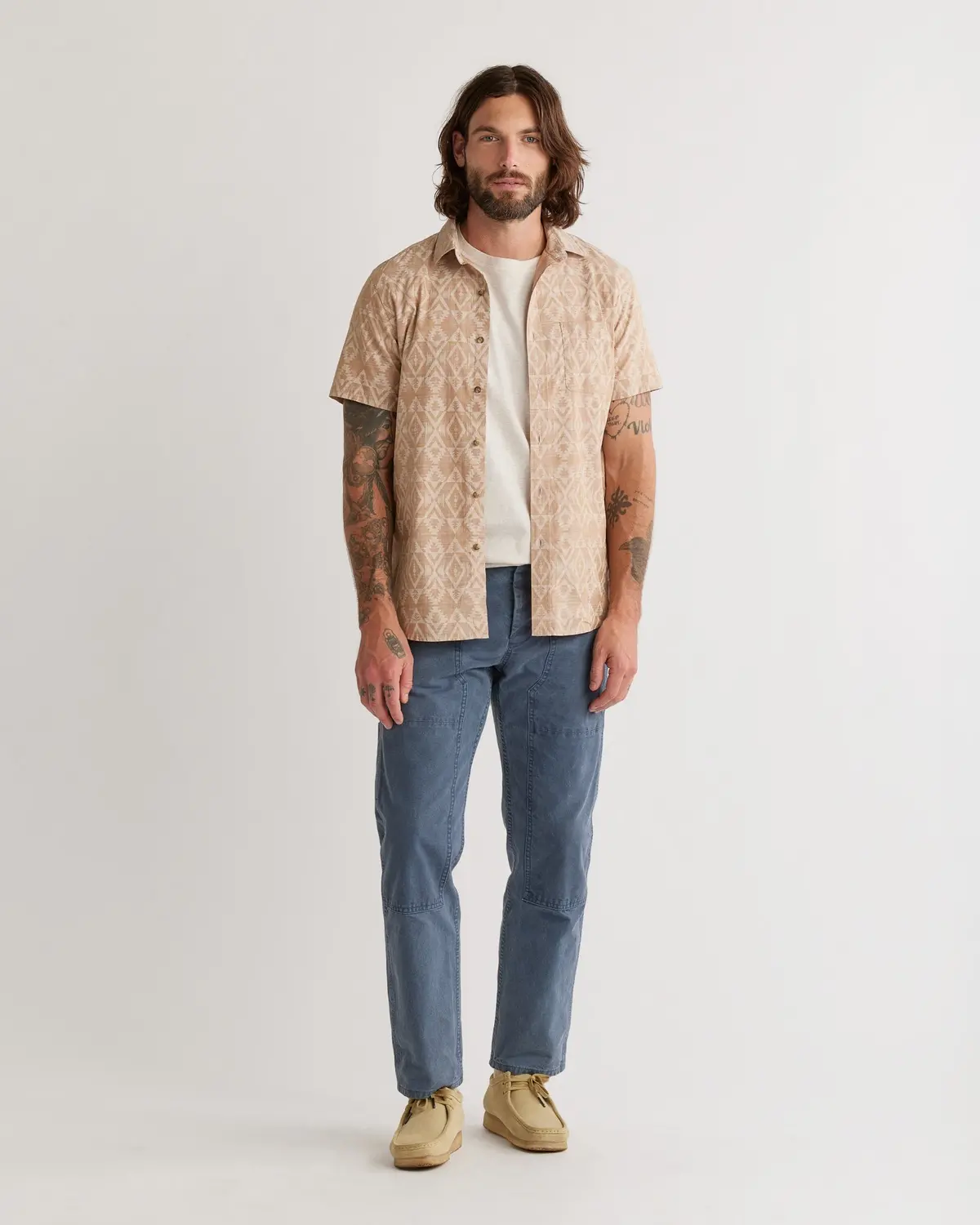 Pendleton Woolen Mills Short Sleeve Deacon Chambray Raptor Peak Shirt In Bronze 1