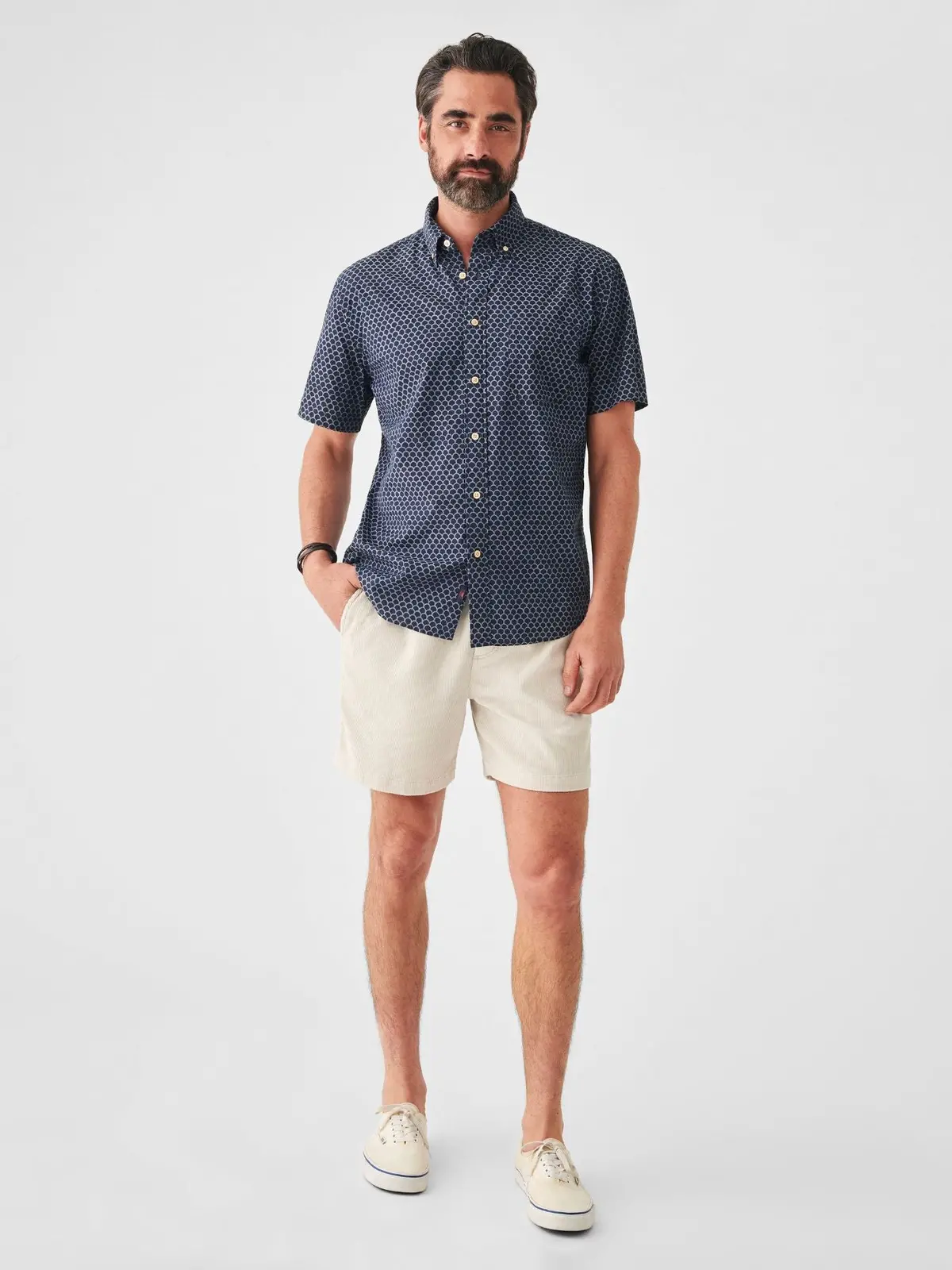 Faherty Short Sleeve Stretch Playa Shirt In Midnight Fishscale 2