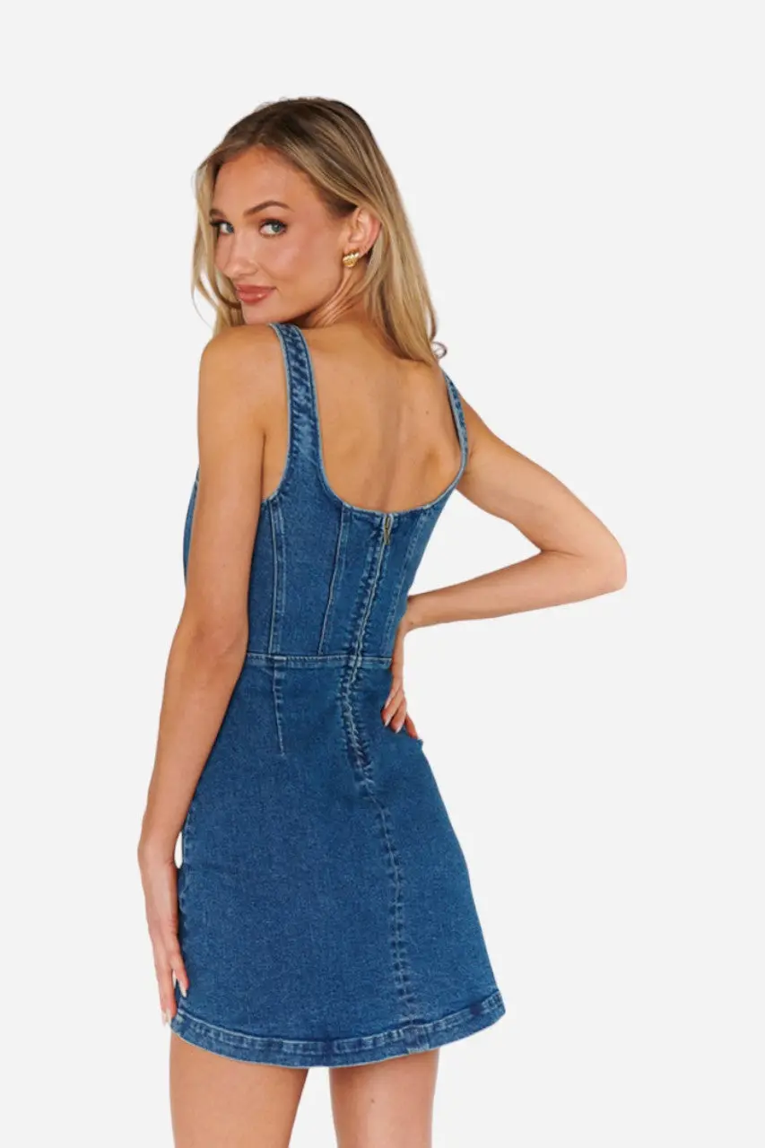 Show Me Your Mumu Corset Mini Dress In Blue Indigo 3