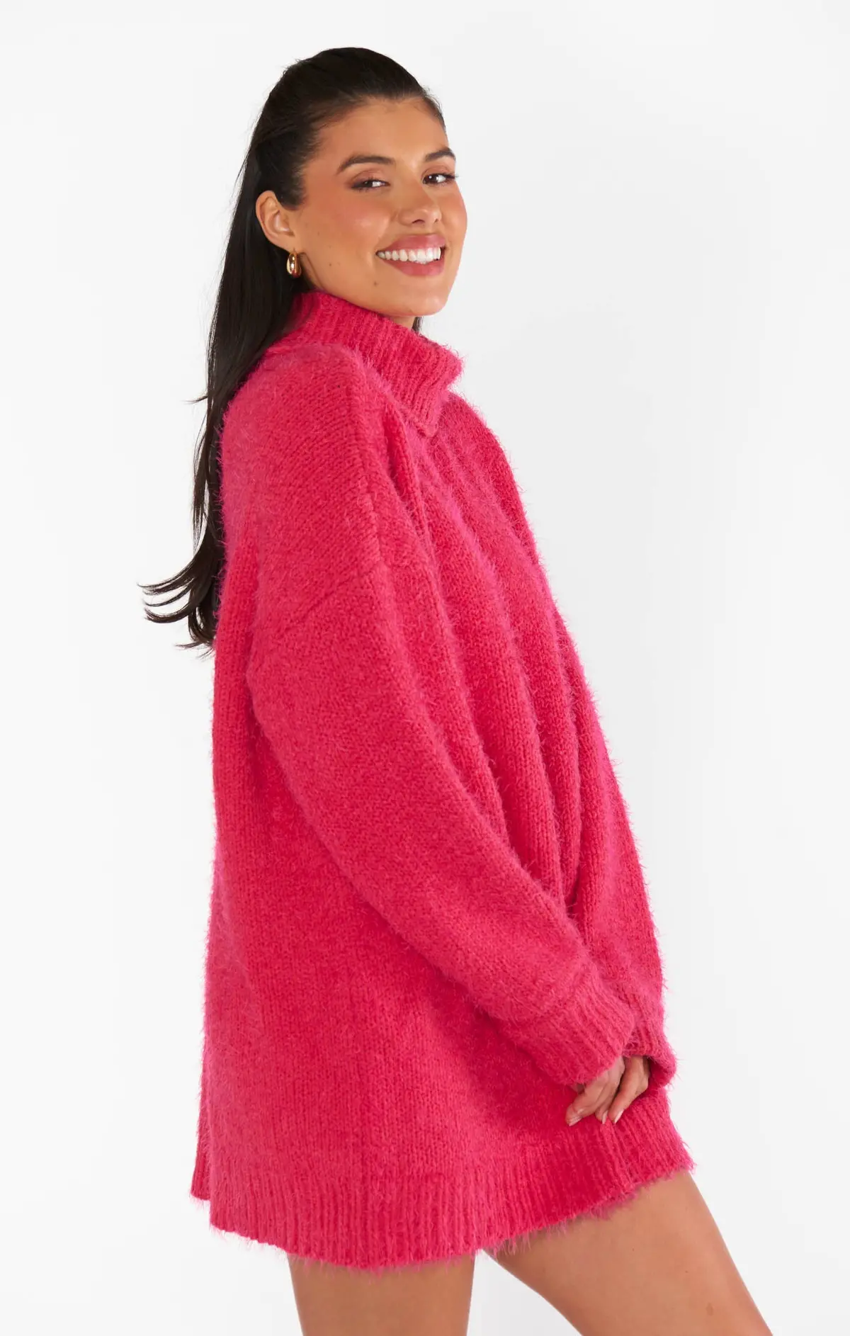 Show Me Your Mumu Timmy Tunic Sweater In Pink Rose Knit 3