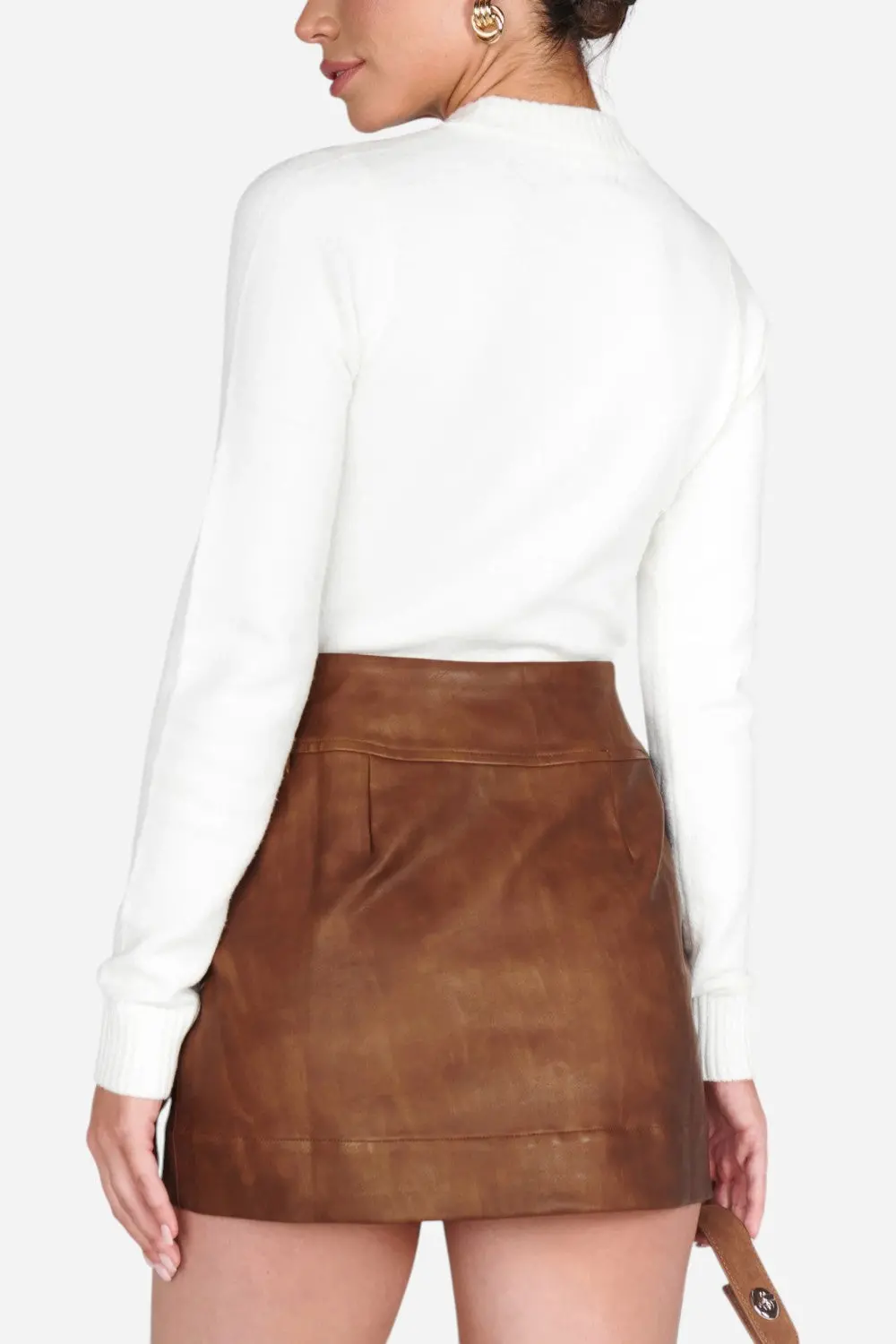 Show Me Your Mumu Maverick Mini Skirt In Chestnut Faux Leather 4