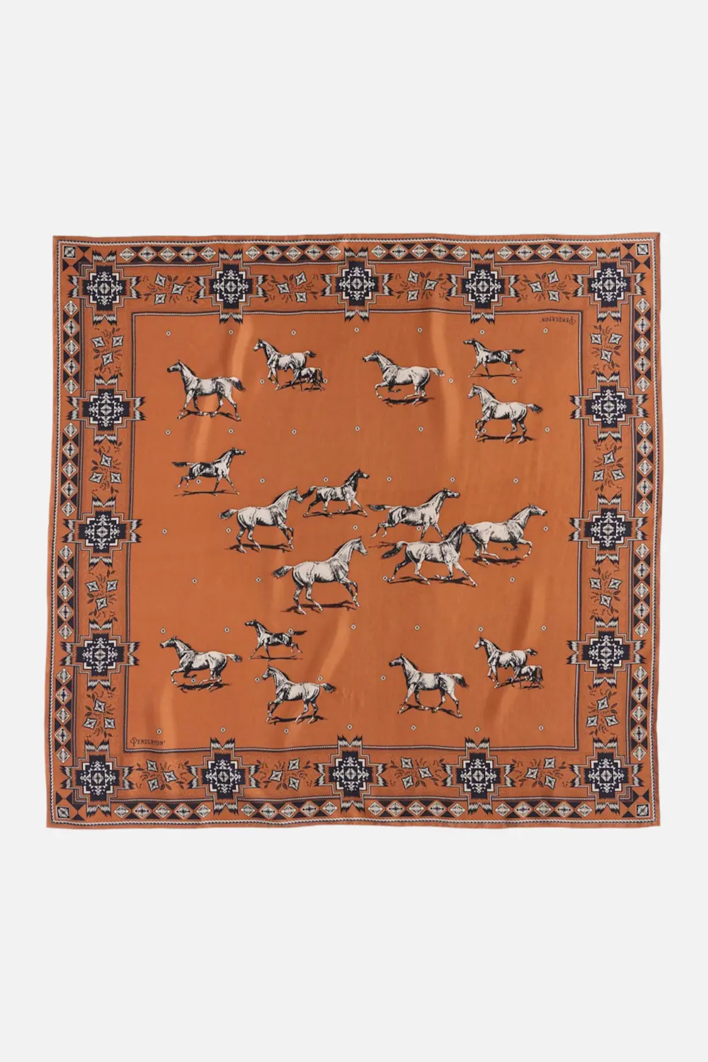 Pendleton Woolen Mills Silk Scarf Herd Of Horses In Clay 1