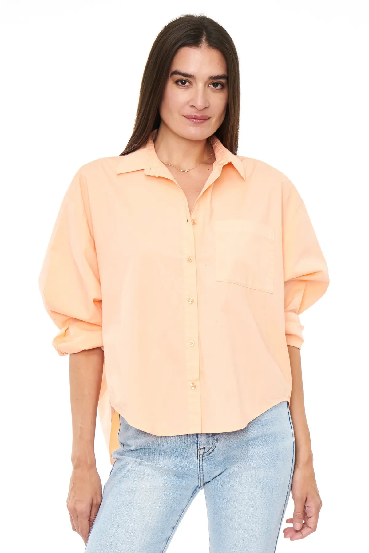 Pistola Sloane Long Sleeve Oversized Button Down Shirt In Sherbet 1