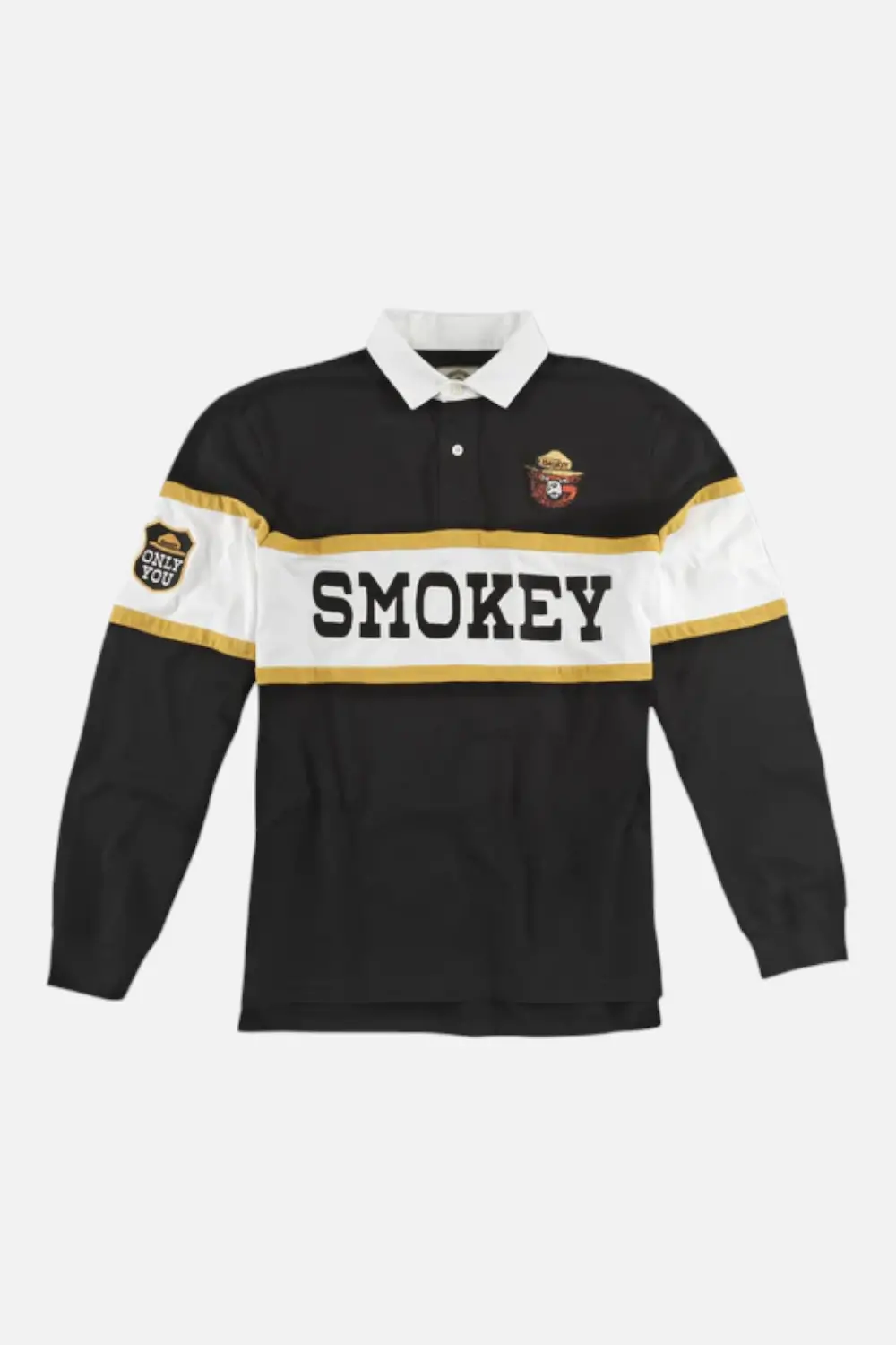American Needle Men's Smokey Bear Fieldhouse Rugby Polo Long Sleeve Shirt In Black 1
