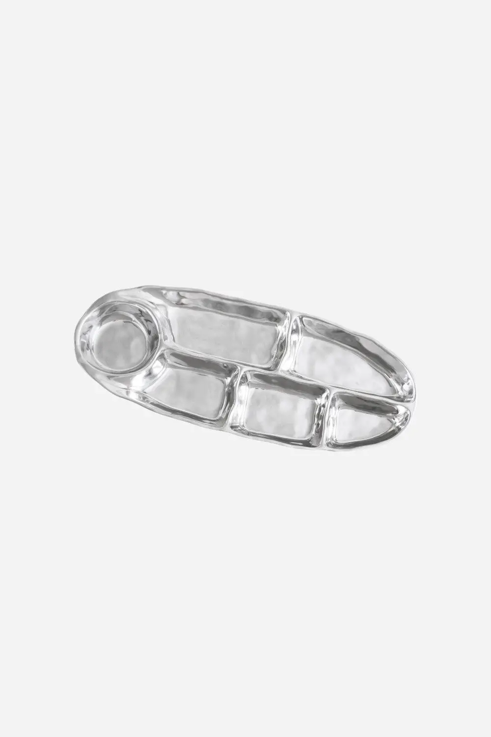 Beatriz Ball Soho Oval Divided Dip Platter In Silver 1