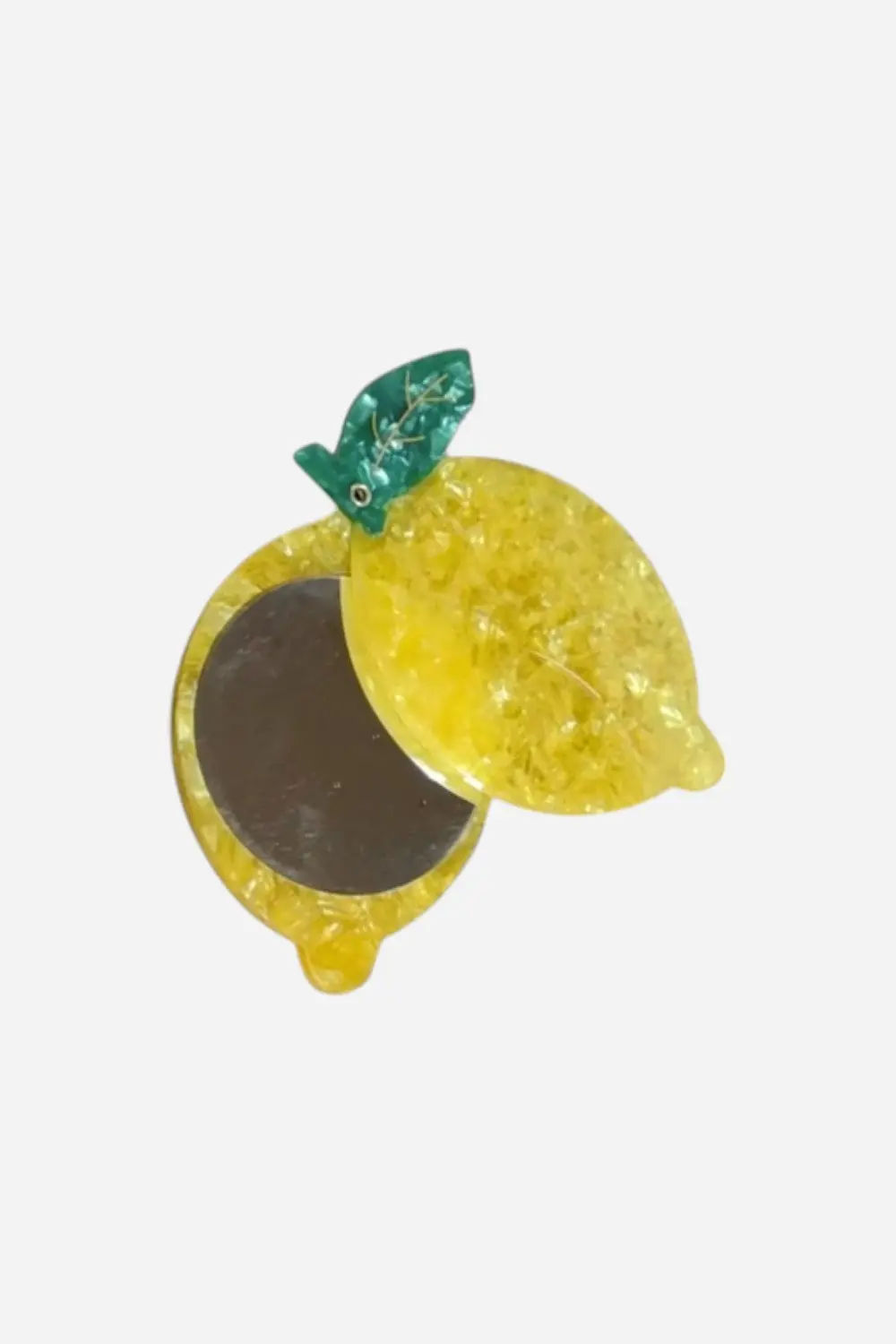 Solar Eclipse Hand-Painted Lemon Compact Mirror 1