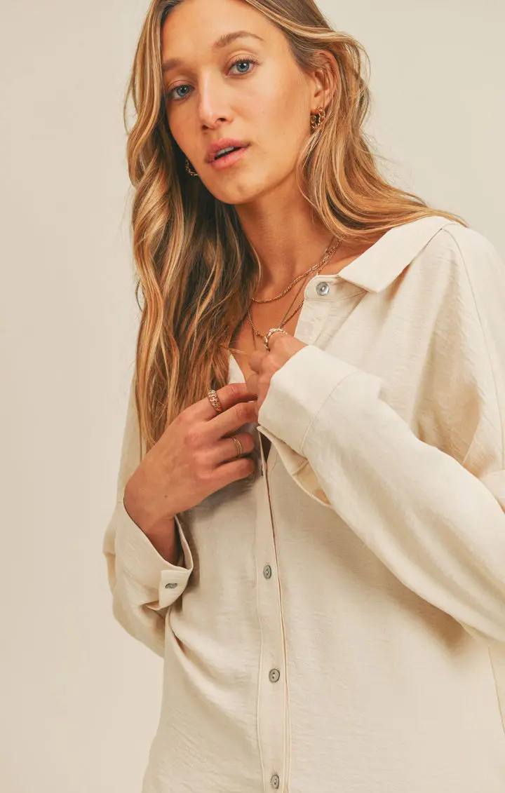 Sage The Label Some Say Slouchy Back Shirt In Cream 3