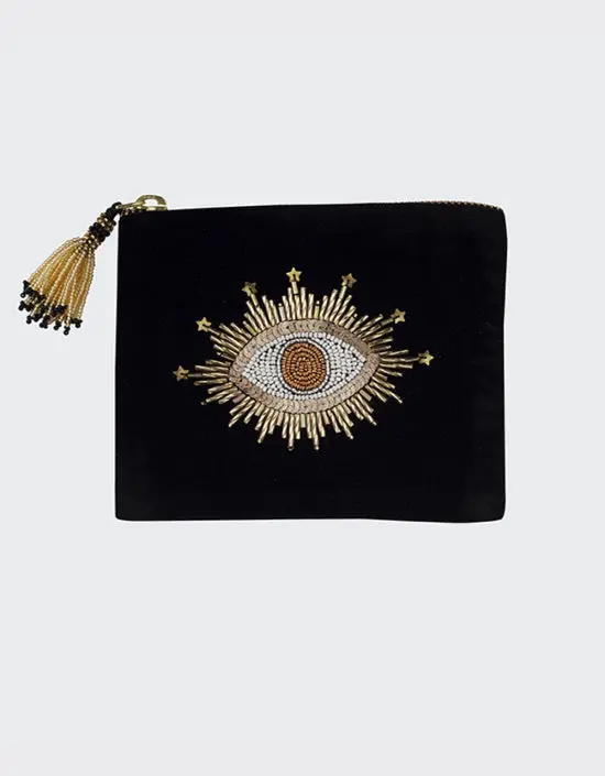 Olivia Dar Sparkle Eye Pouch Jewelry Bag Small In Black 1