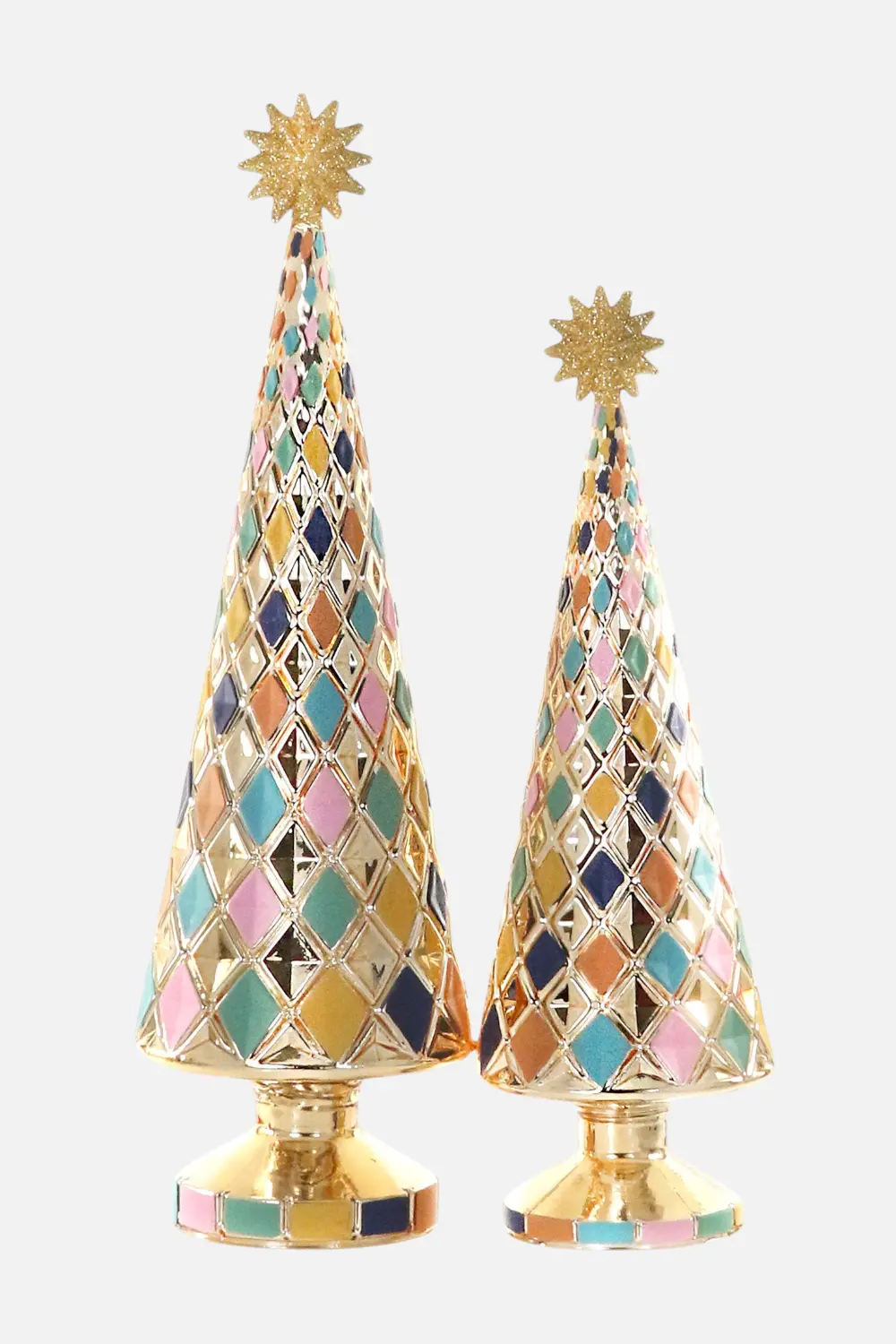 Stacked Diamond Trees Pastel Set Of 2 1