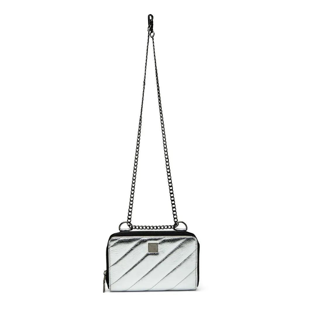 Think Royln Starlet Wallet Bag In Luxe Crackled Silver 1
