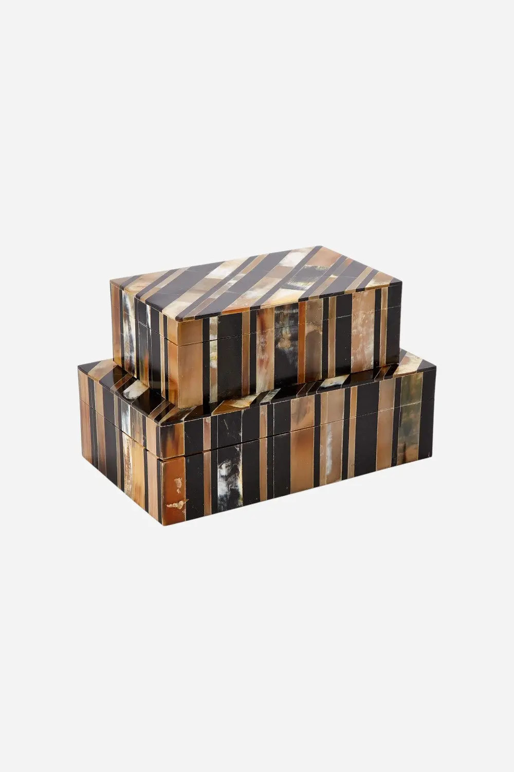 Stefano Genuine Horn Set Of 2 Covered Boxes 1