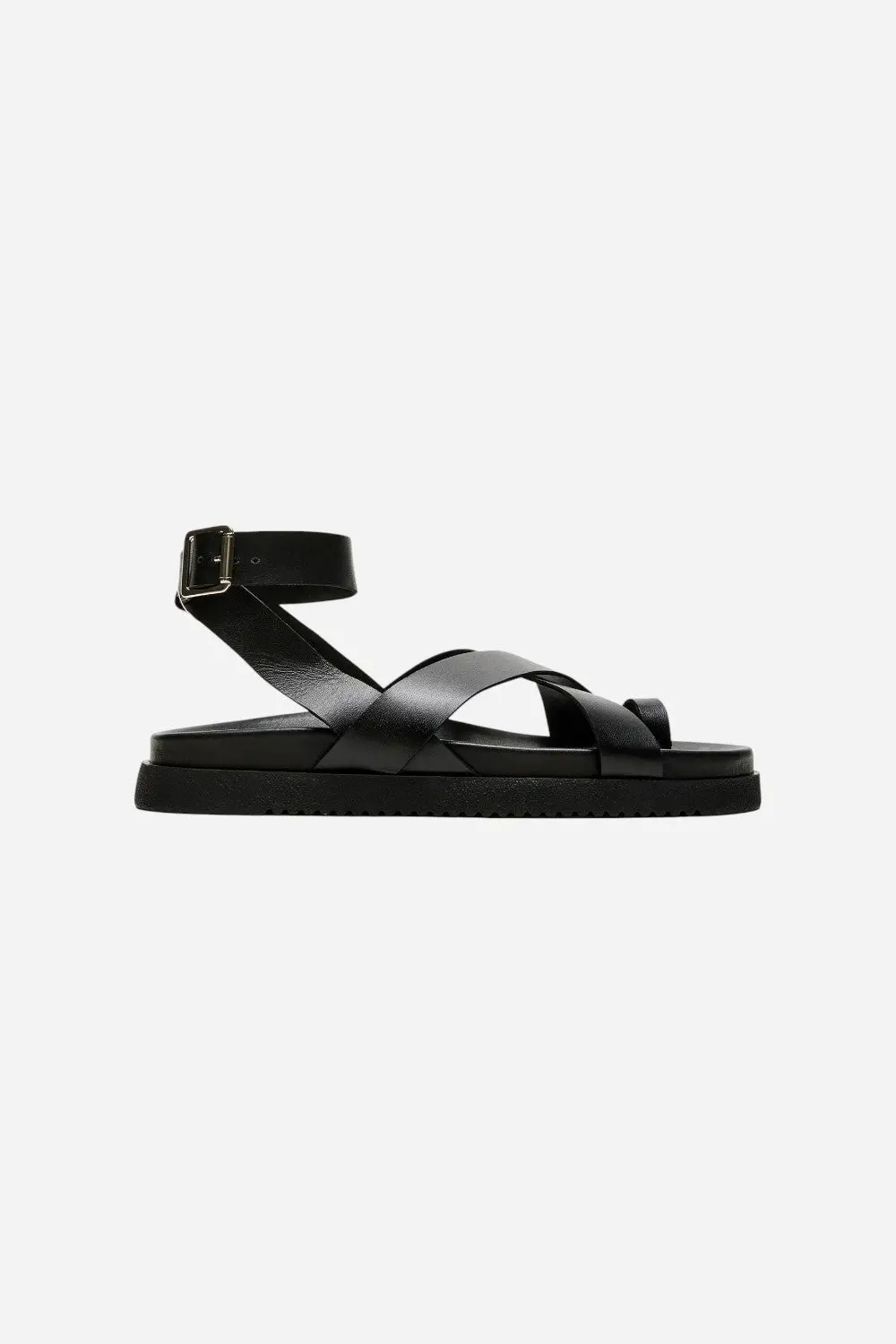 Steve Madden Mira Black Leather Sandal 1