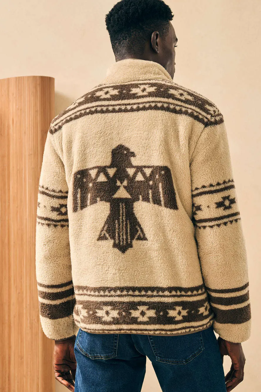 Faherty Steven Paul Judd High Pile Fleece Reversible Jacket In Sand Dune Thunderbird 1