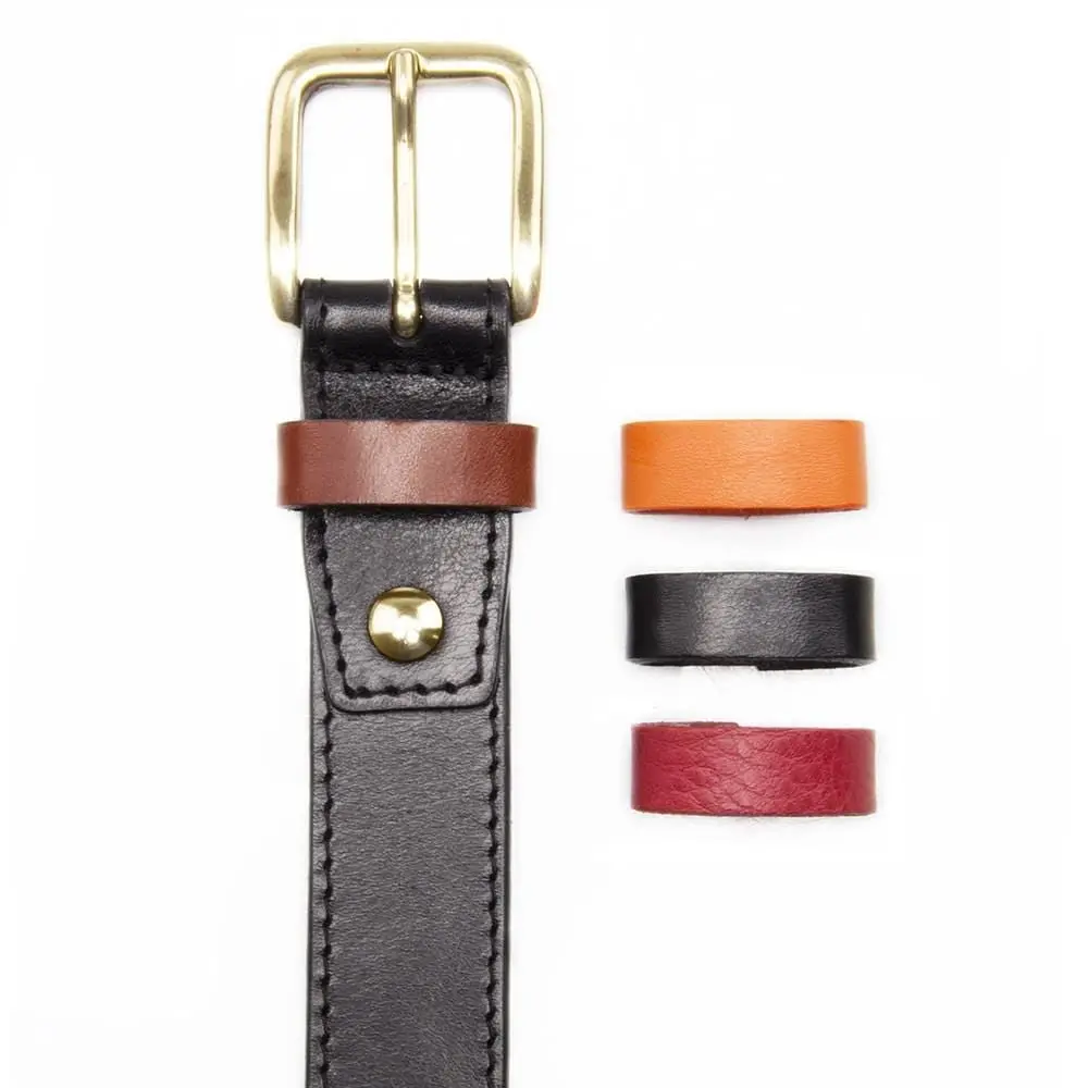 Stolen Riches Black Leather Dress Belt Chicago Screw, Set Of 4 Color Interchangeable Keepers 1