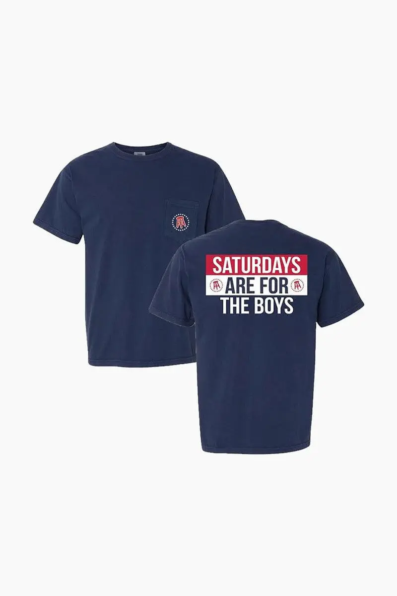 Barstool Sports Stool Stars Saturdays Are For The Boys Short Sleeve Pocket Tee In Navy 1
