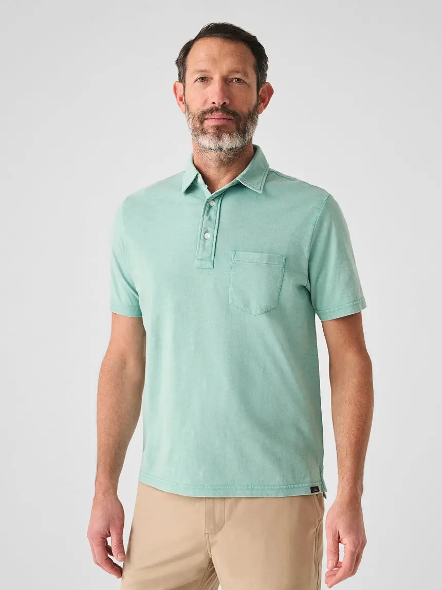 Faherty Sunwashed T-Shirt Polo In Lagoon Teal 1