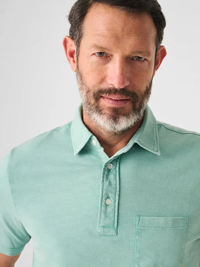 Faherty Sunwashed T-Shirt Polo In Lagoon Teal 5