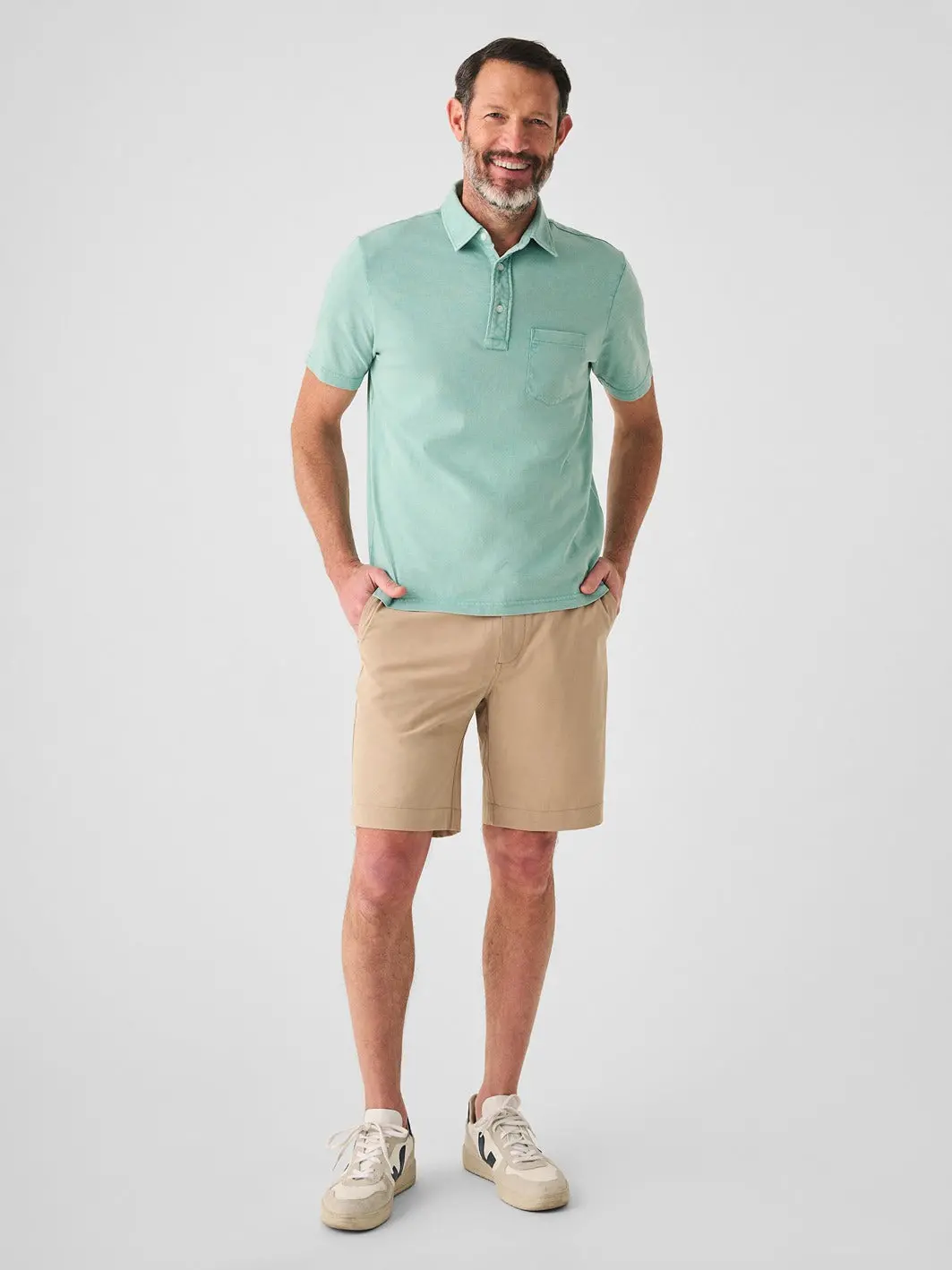 Faherty Sunwashed T-Shirt Polo In Lagoon Teal 4