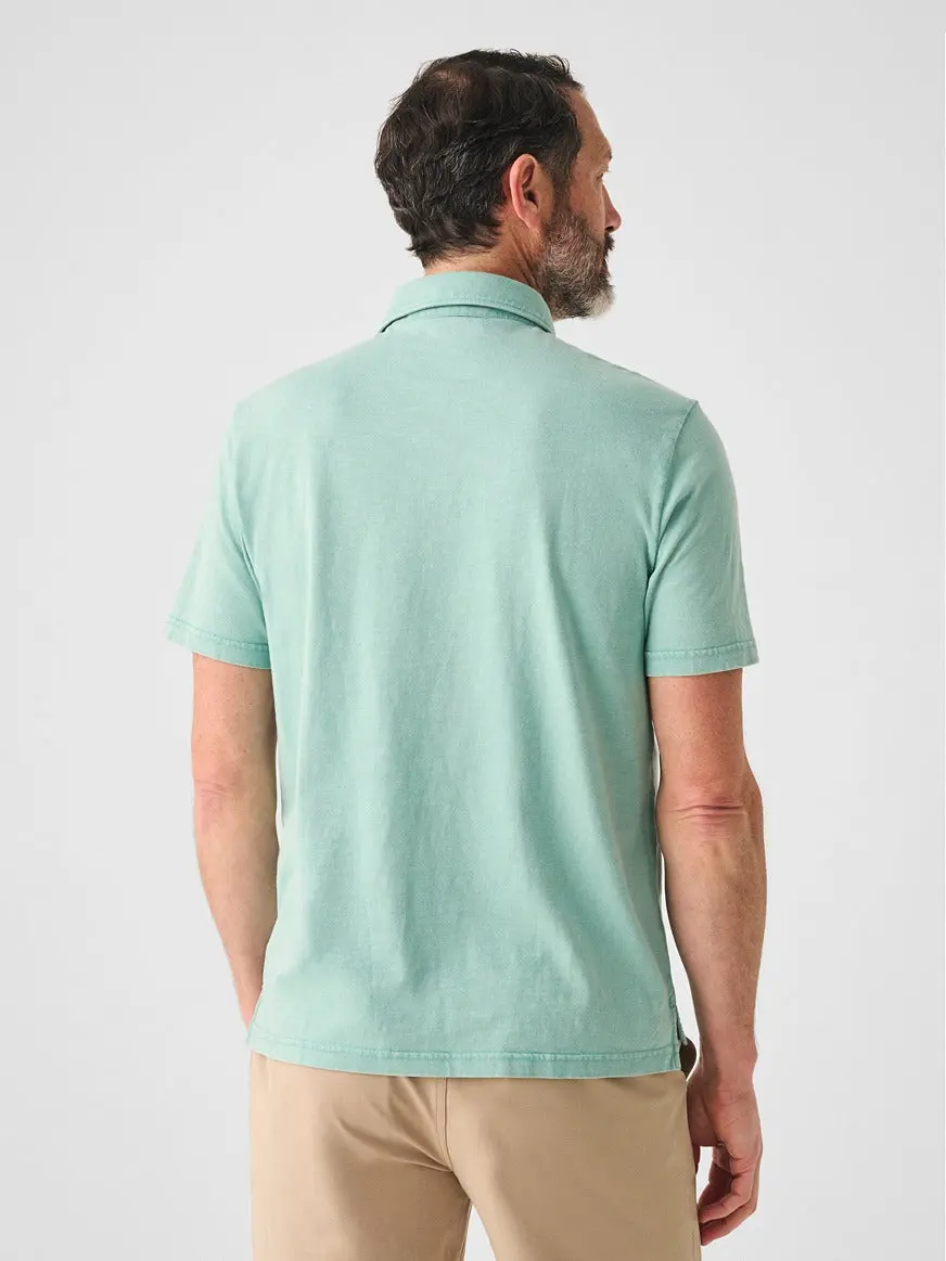 Faherty Sunwashed T-Shirt Polo In Lagoon Teal 2