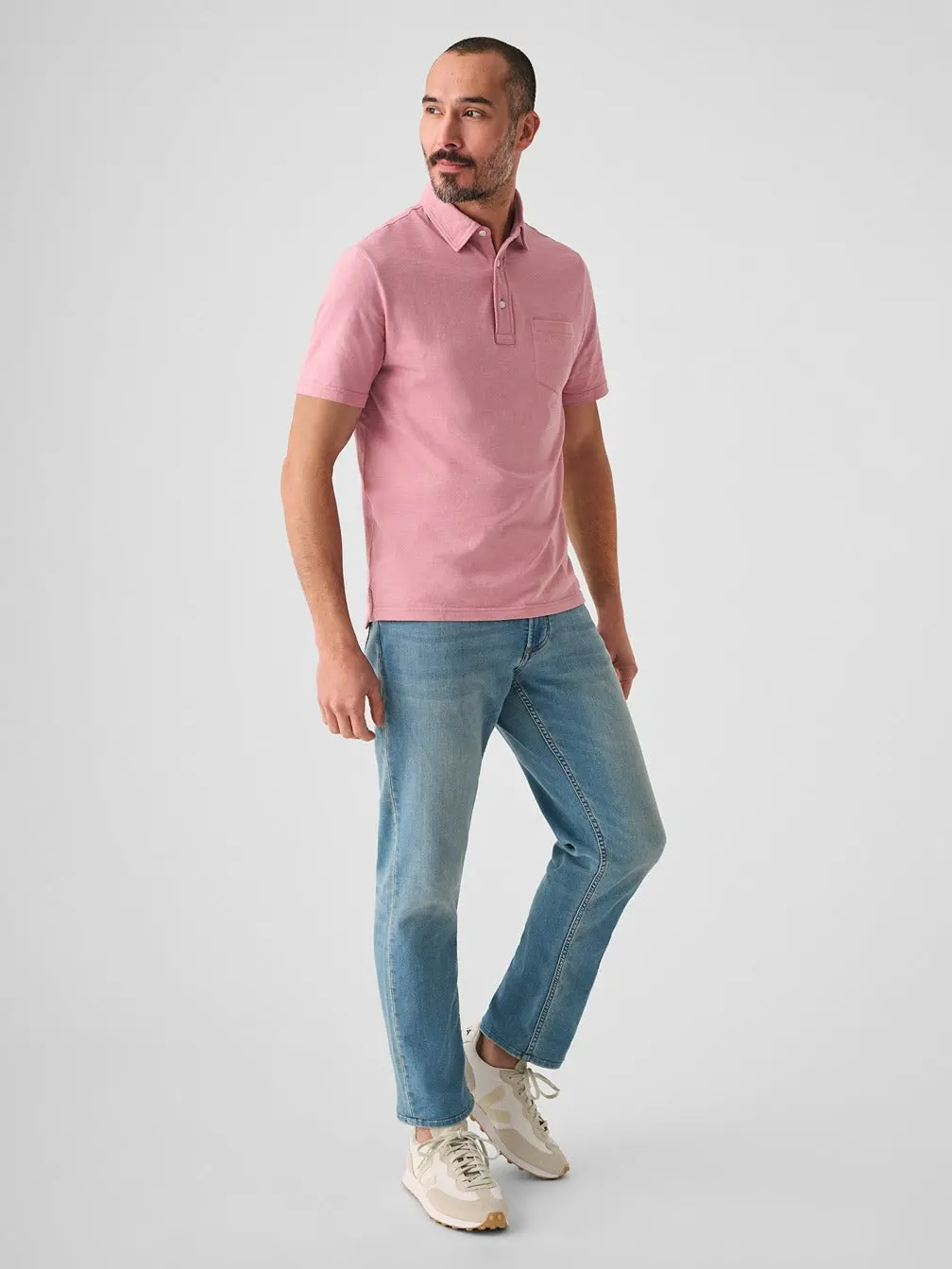Faherty Sunwashed T-Shirt Polo In Light Orchid 3