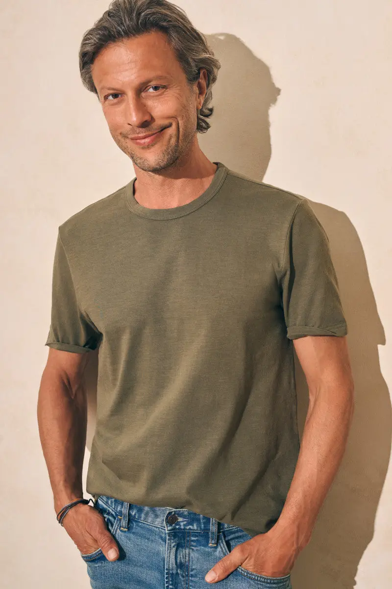 Faherty Sunwashed Tee In Olive 2