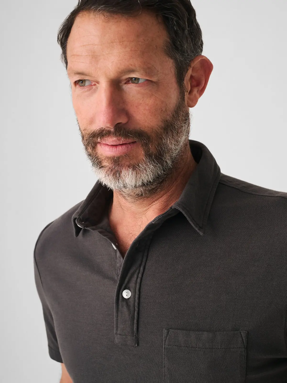 Faherty Sunwashed Tshirt Polo In Washed Black 2
