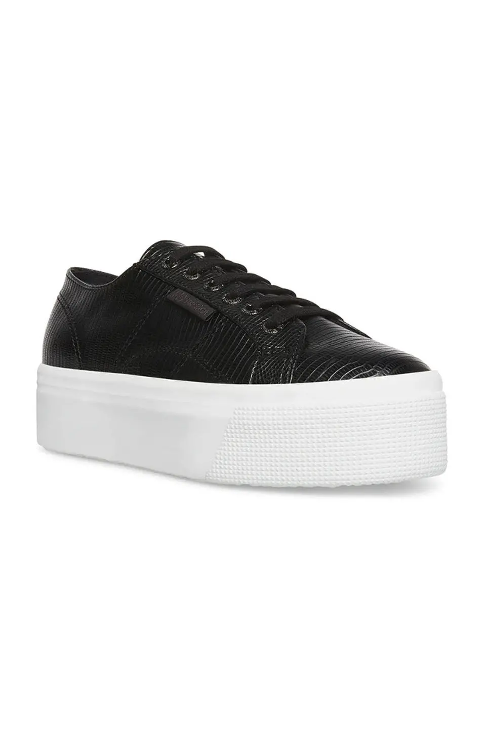 Superga 2790 Faux Lizard Sneaker In Black/White 1