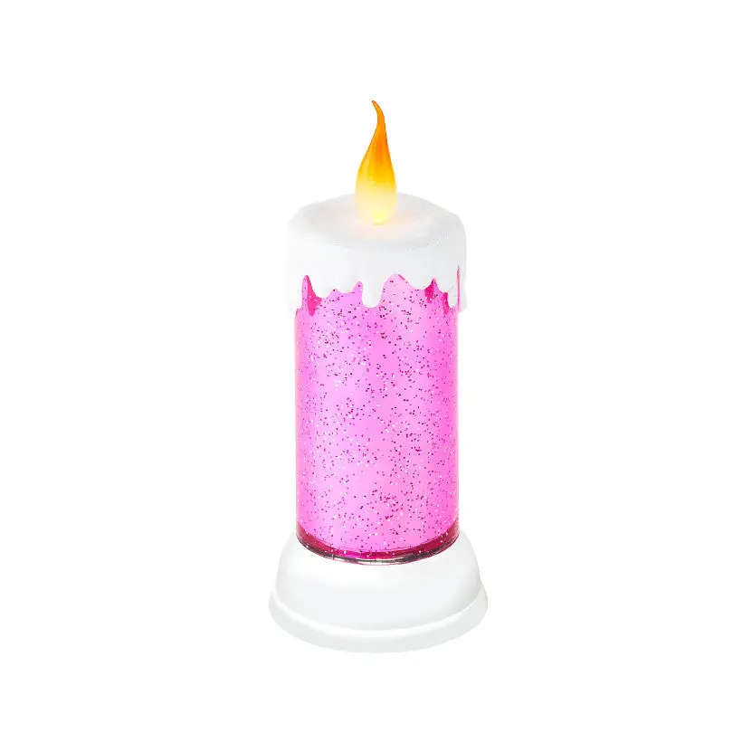 Swirling Glitter Candle, Pink 10'' 1