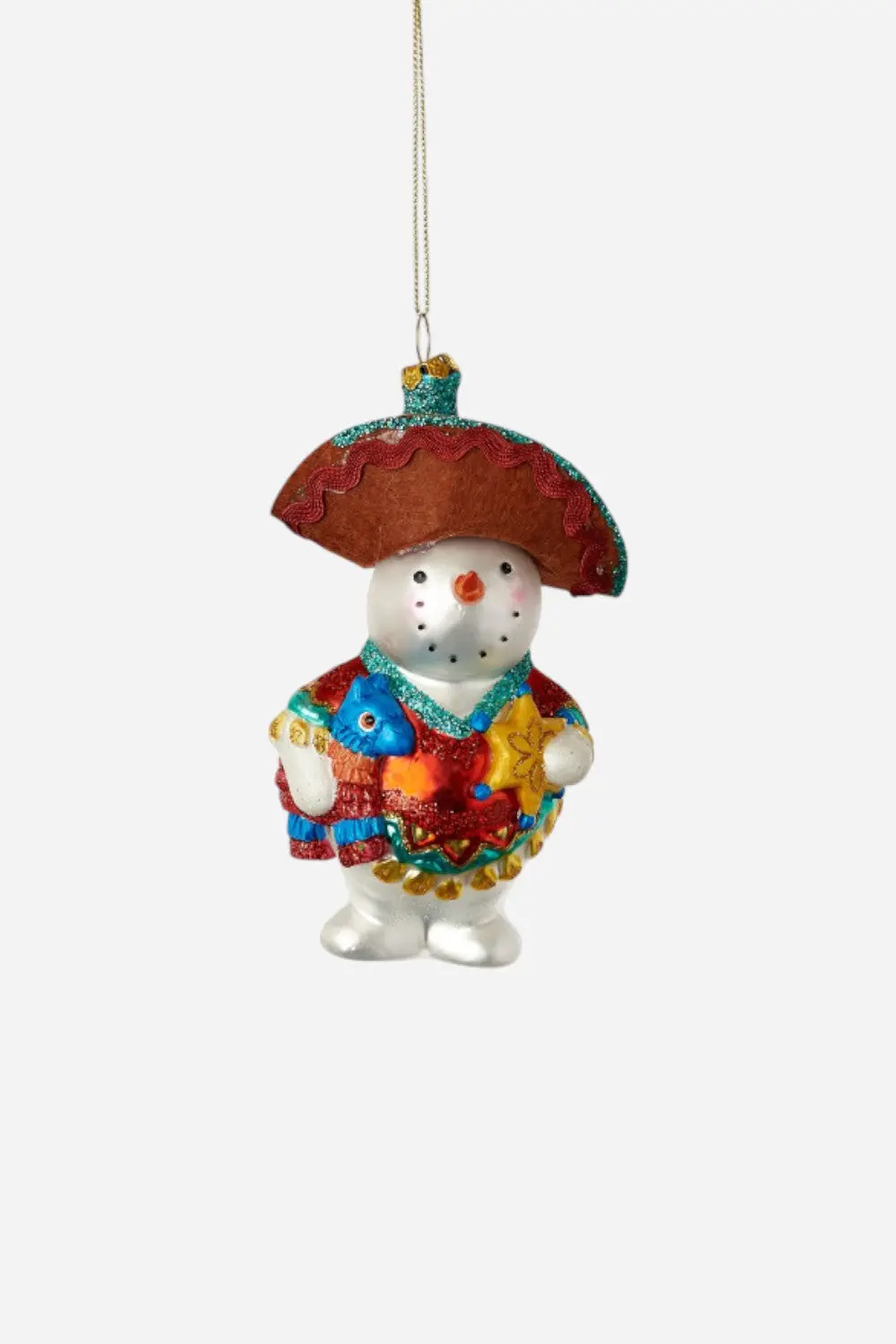Mariachi Snowman Brown Hat Ornament 1
