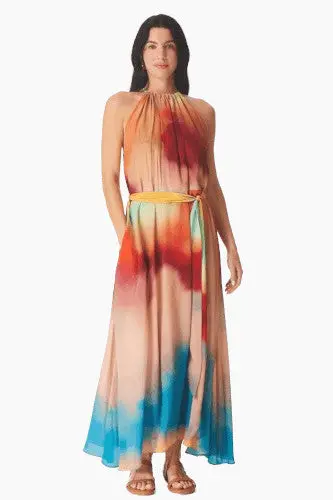 Gilner Farrar Talia Dress In Blue Lagoon Print 1