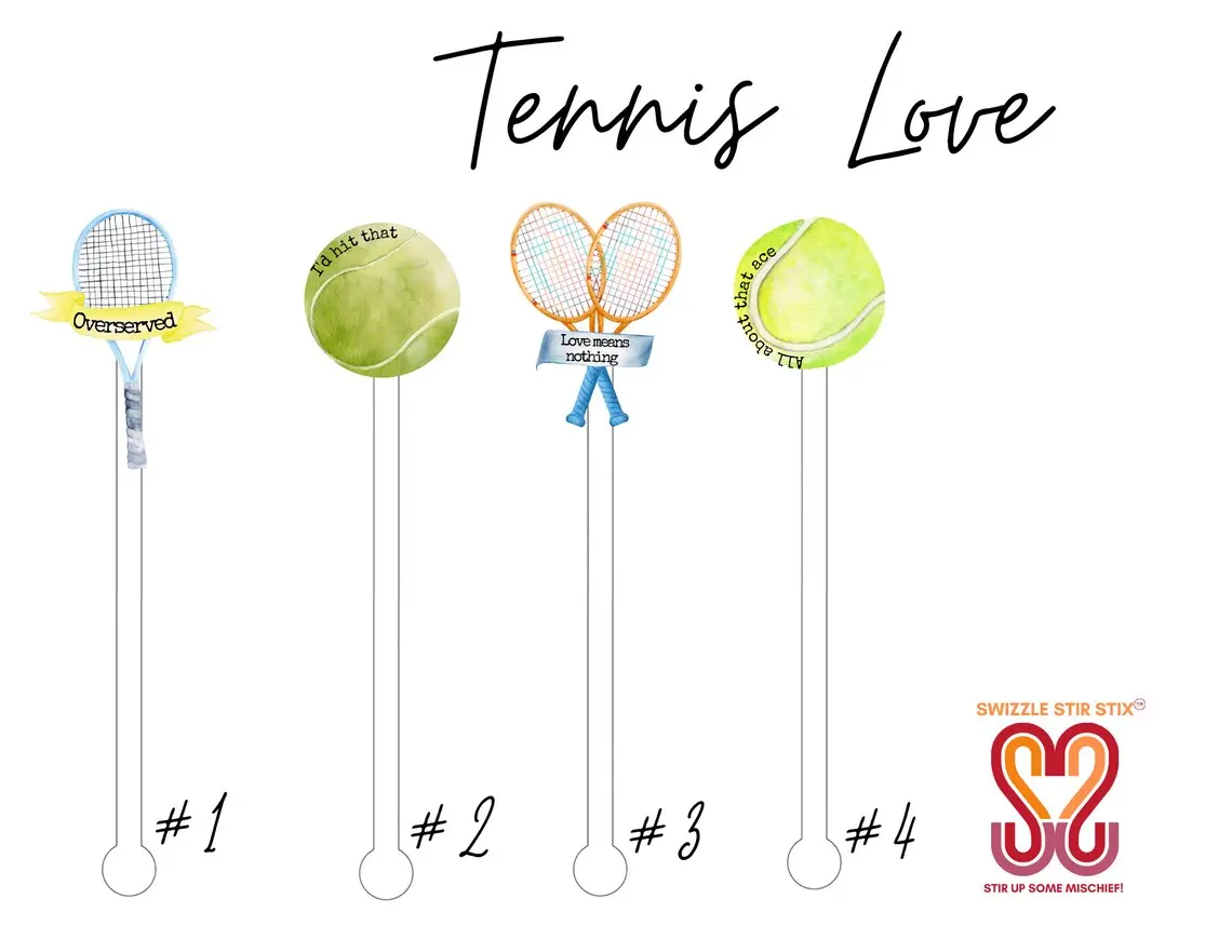 Tennis Lover Drink Stir Sticks Swizzle Sticks, Set Of 4 1