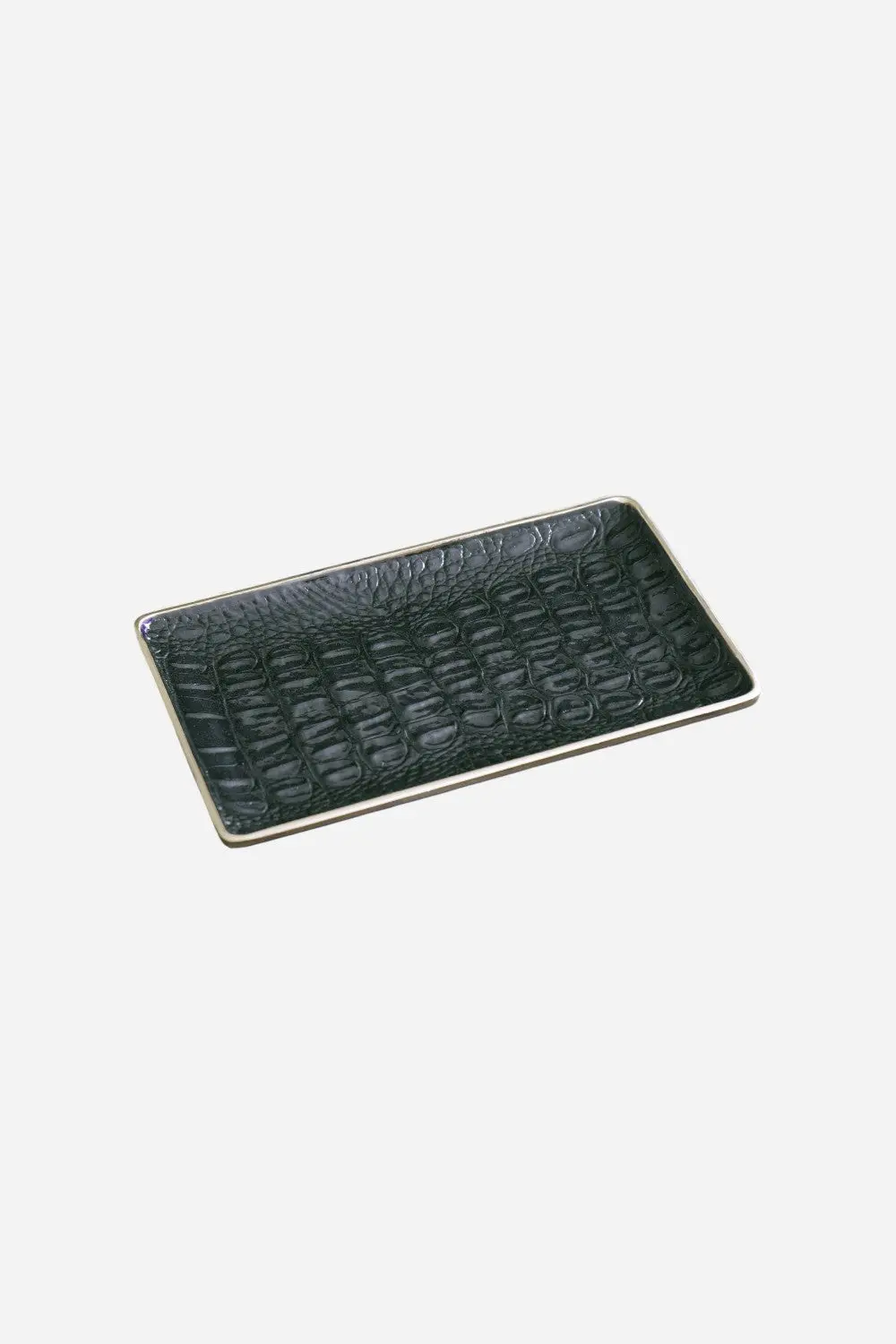 Beatriz Ball Thanni Croc Mini Tray In Black And Gold 1