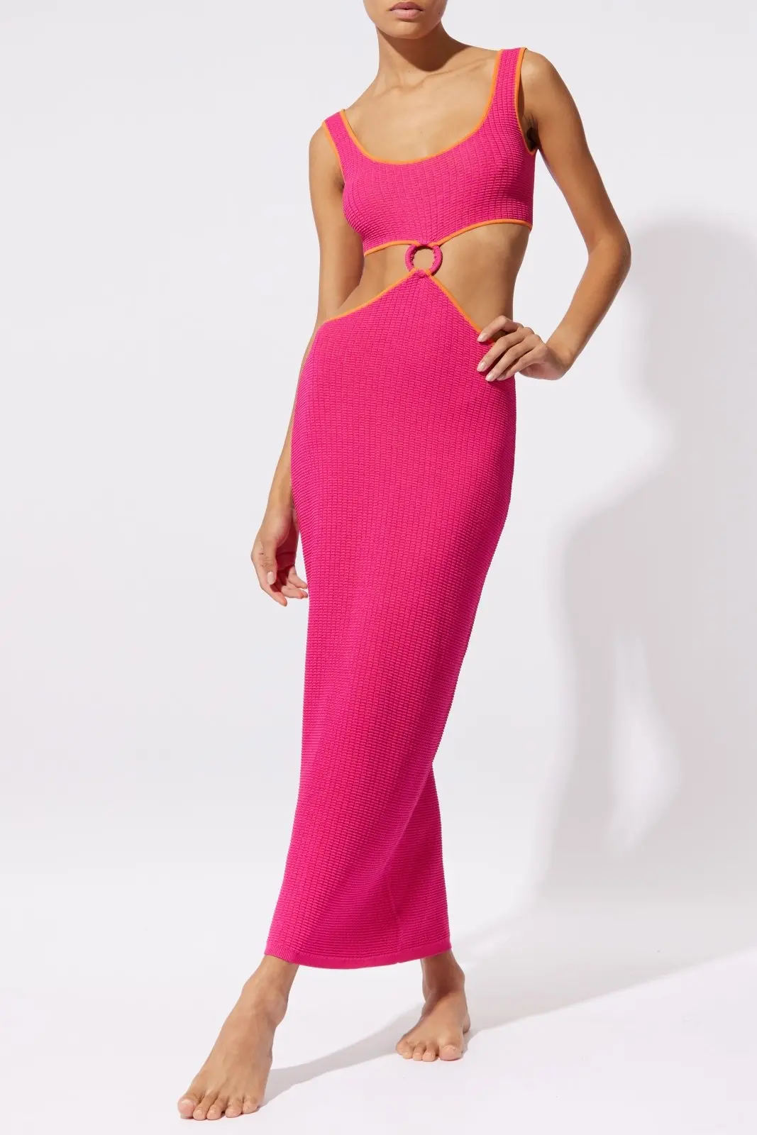 The Bailey Tech Mesh Dress In Shocking Pink 1