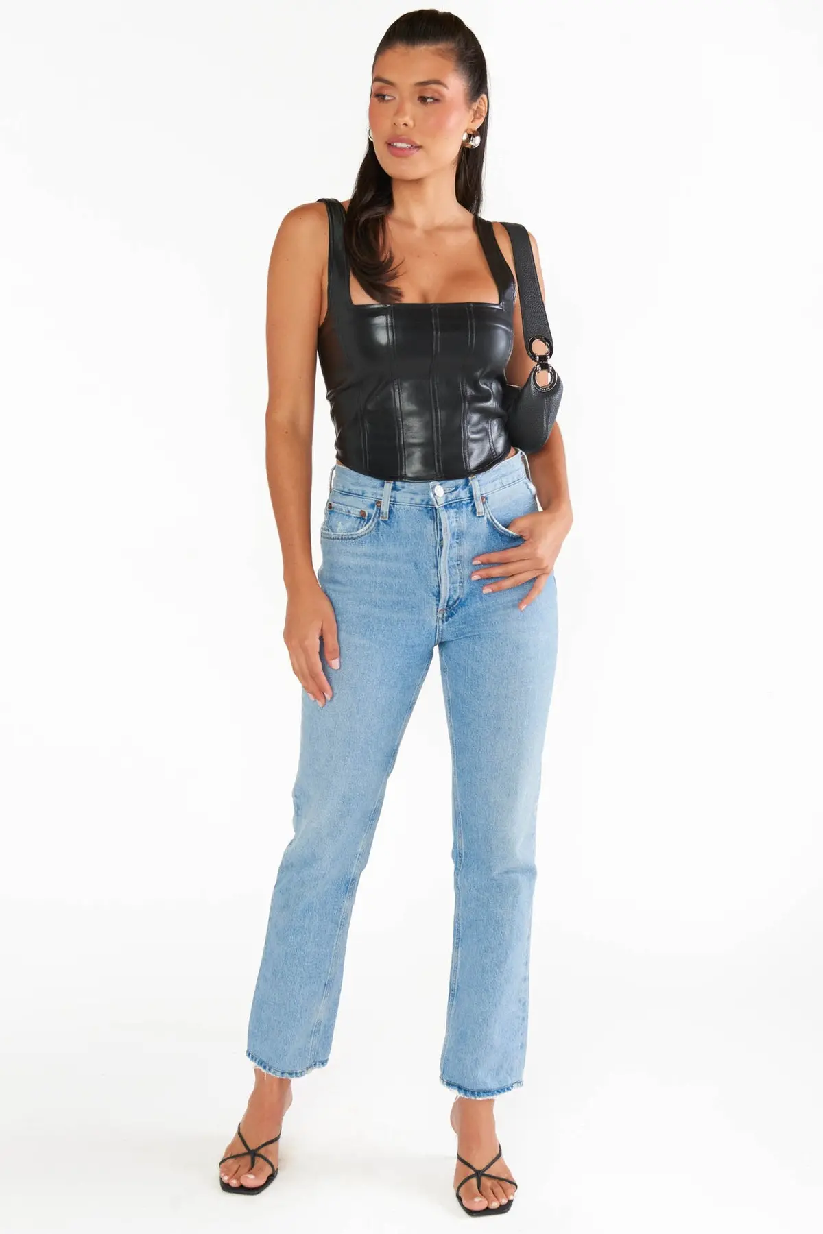 Show Me Your Mumu The Corset Top In Black Faux Leather 1