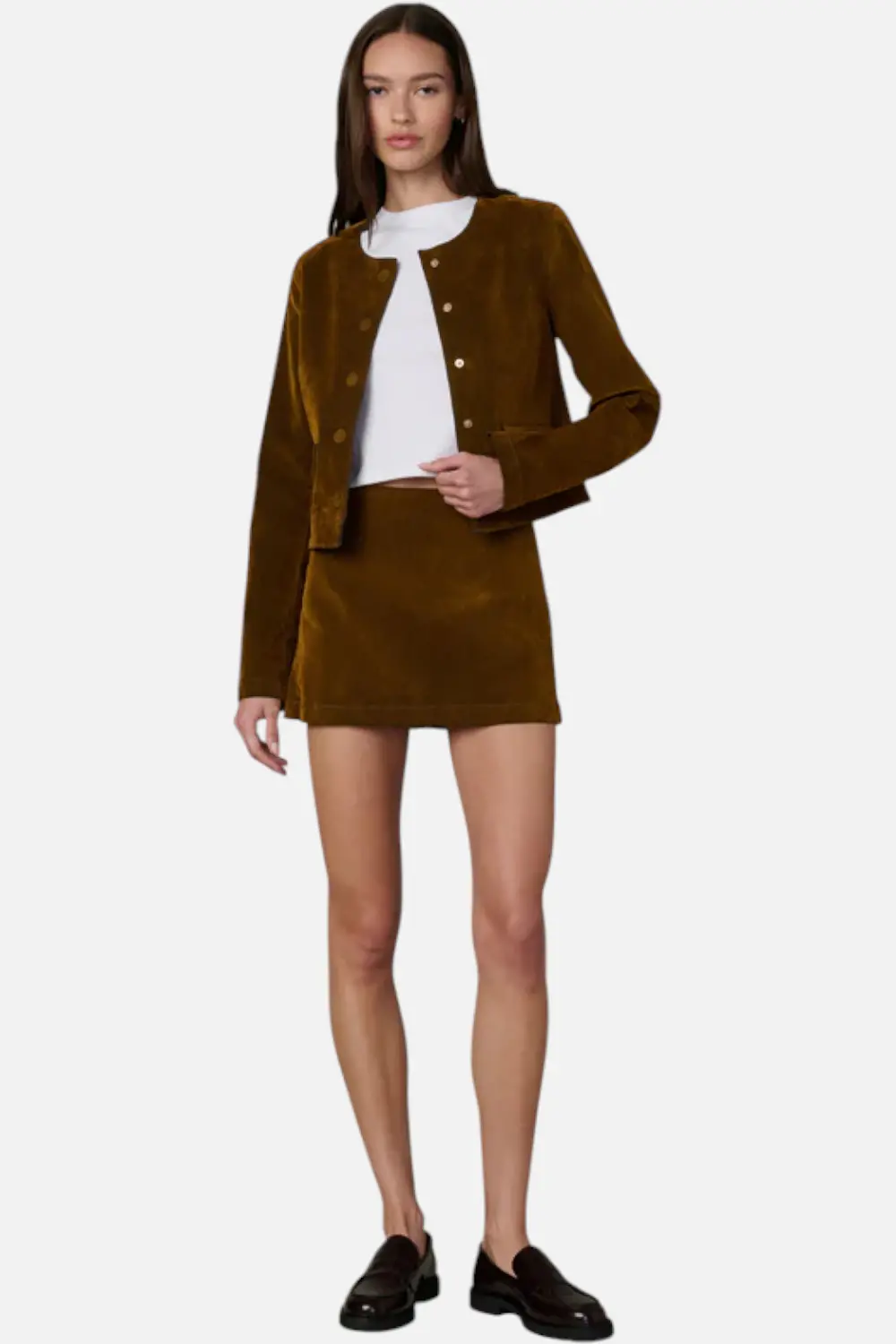 Joes Jeans The Mini Skirt In Flocked Bronze 1