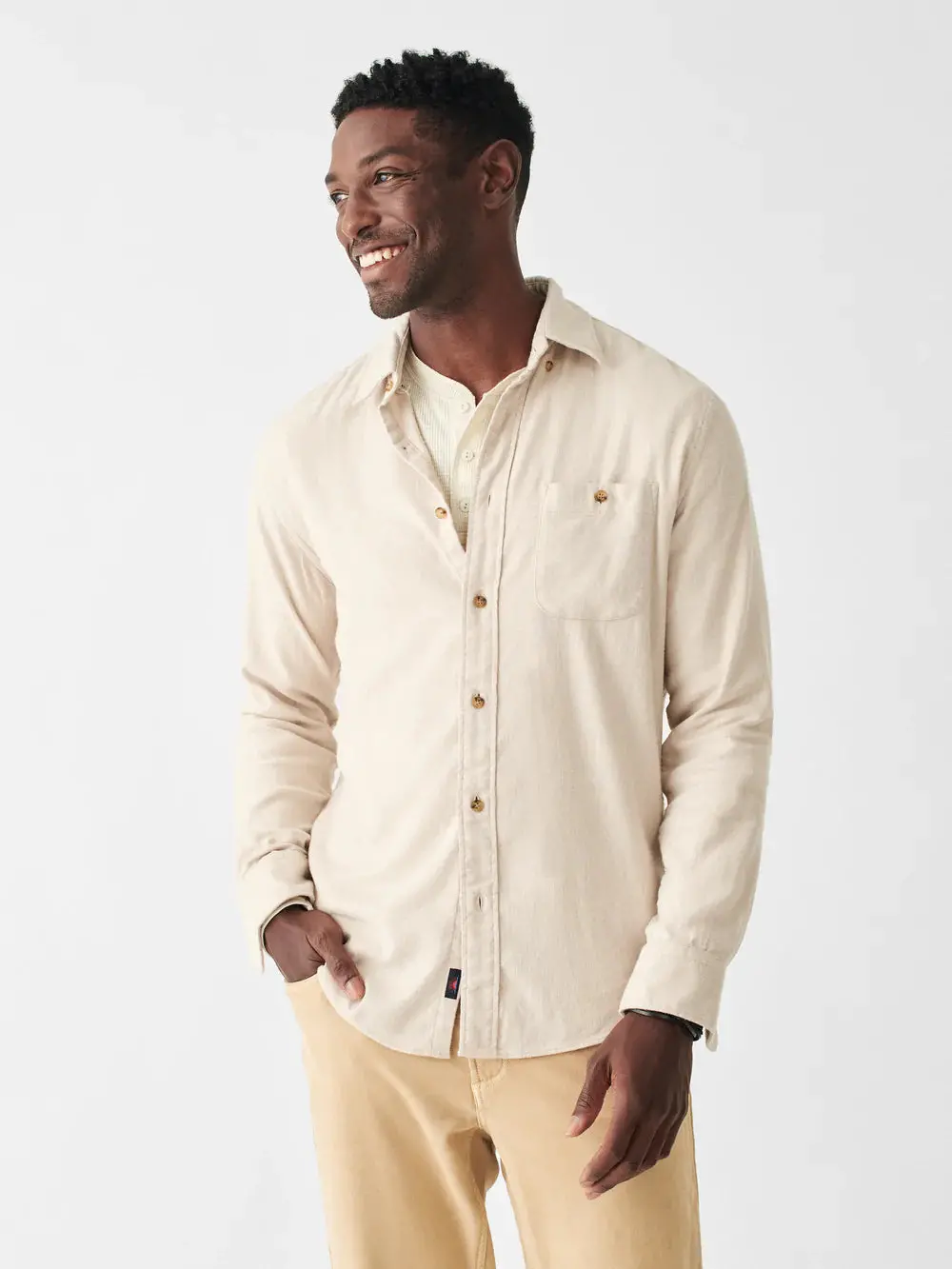 Faherty The Movement Flannel In Oatmeal Heather 1