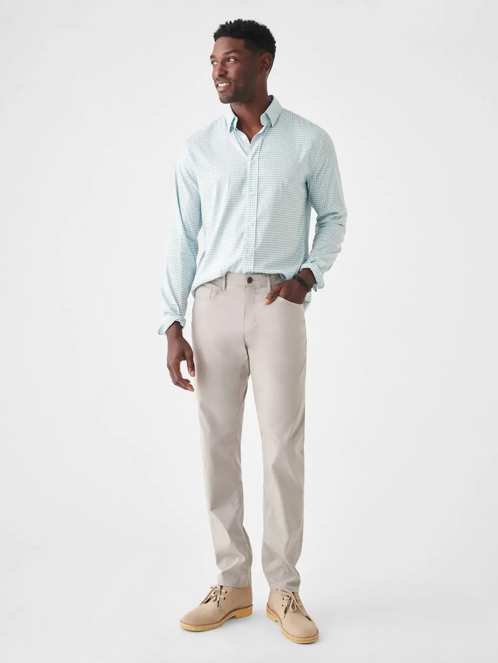 Faherty The Movement Shirt In Teal Gingham 4