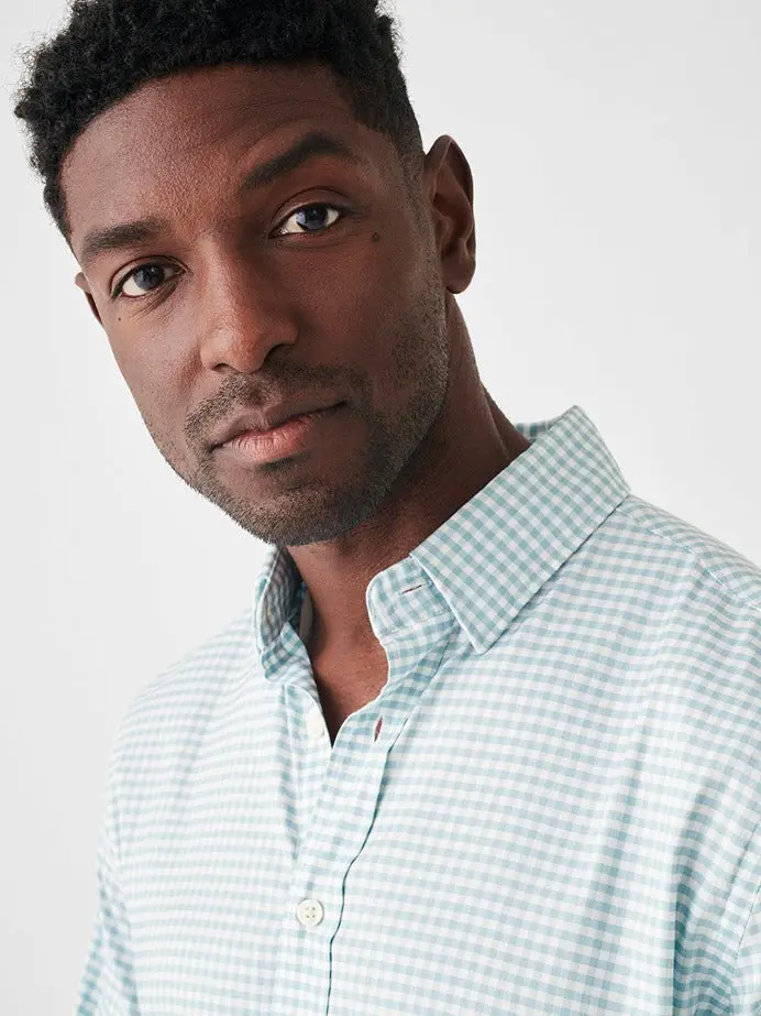 Faherty The Movement Shirt In Teal Gingham 5