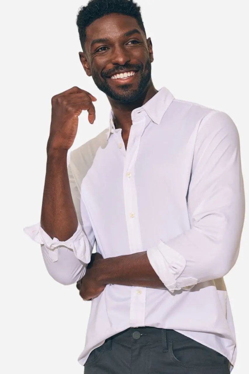 Faherty The Movement Sport Shirt In Cloud White 1