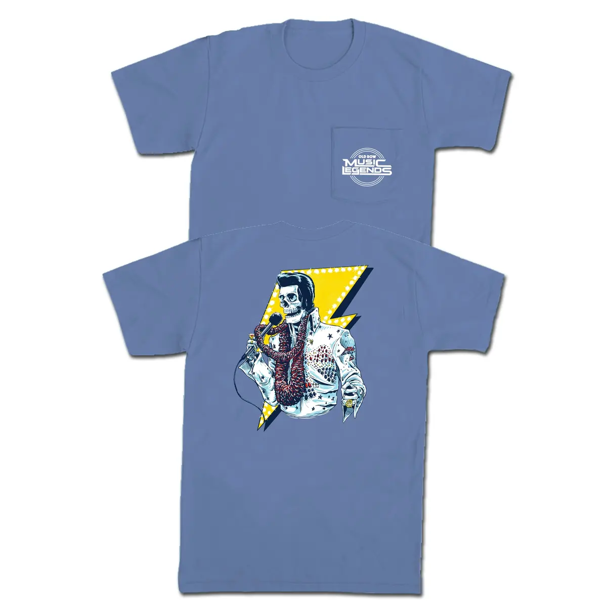 Old Row The Skelvis Pocket Tee In Denim 1