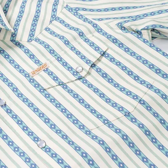 Sendero Provisions The Wyatt Button Up Serape Pearl Snap Short Sleeve In Teal 3