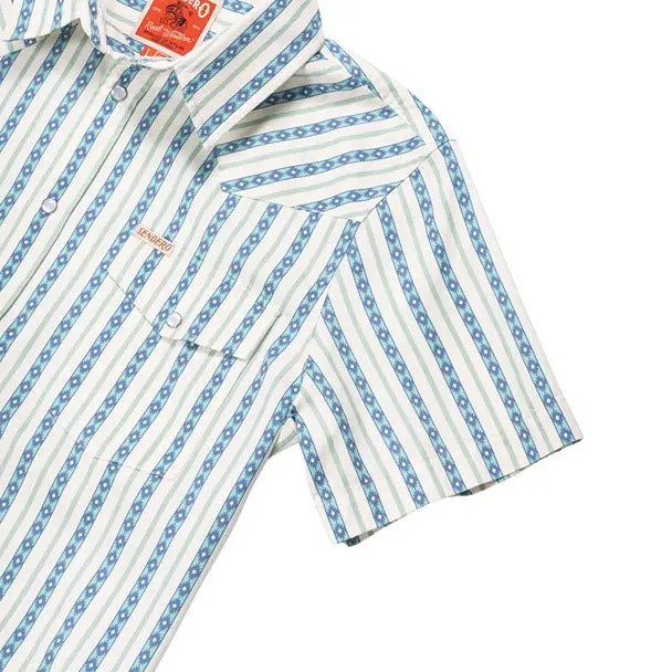 Sendero Provisions The Wyatt Button Up Serape Pearl Snap Short Sleeve In Teal 4