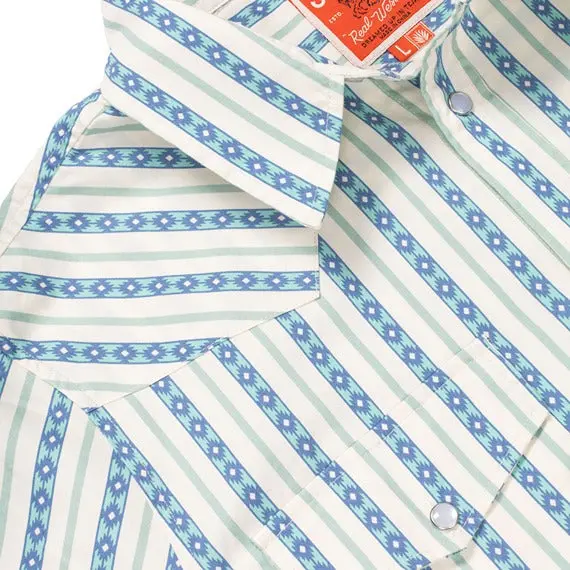 Sendero Provisions The Wyatt Button Up Serape Pearl Snap Short Sleeve In Teal 5