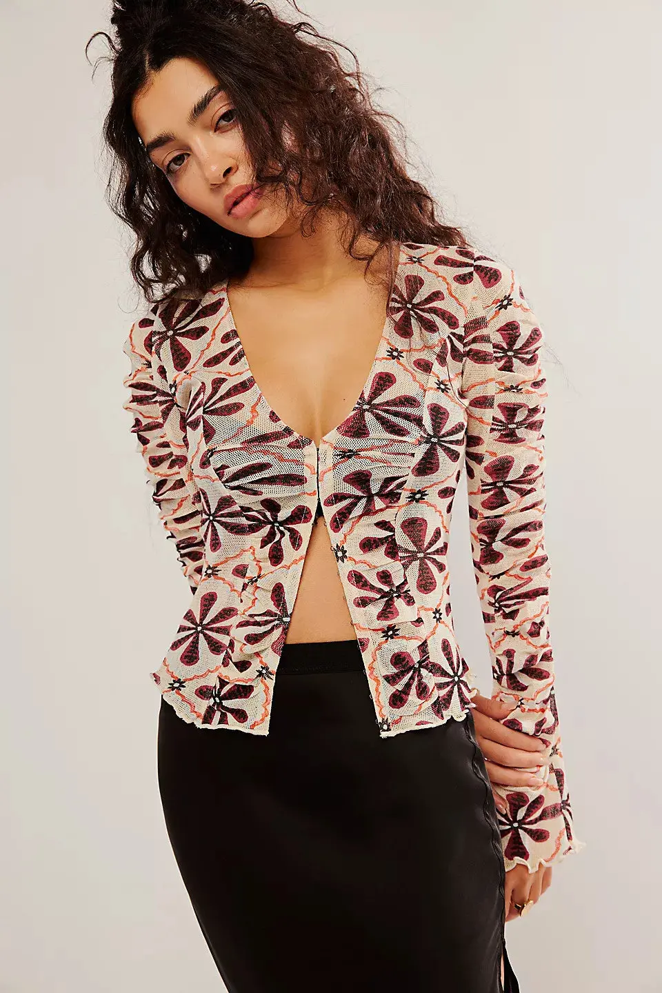 Free People Through The Meadow Top In White Sand Combo 1