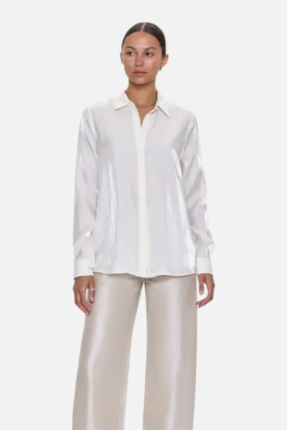 Pistola Tilda Long Sleeve Button Up In Ecru 1