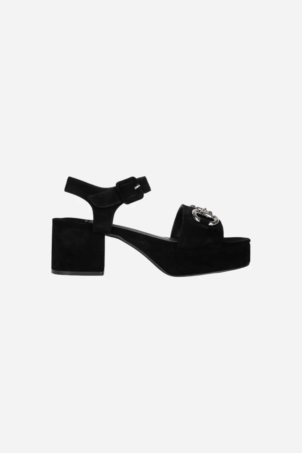 Jeffrey Campbell Timeless Platform Sandal In Black Suede Silver 1