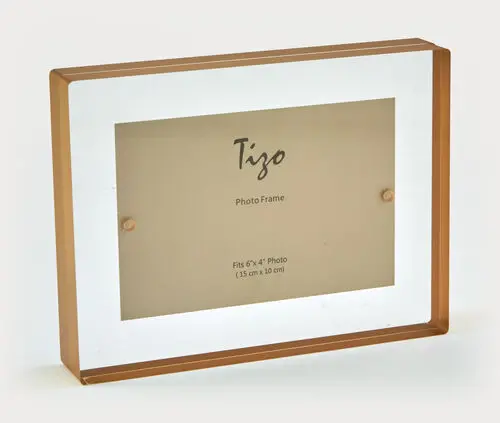 Tizo 4X6 Lucite Acrylic Frame Block Gold Border 1